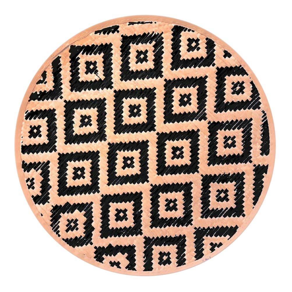 BAMBOU - Set de table rond beige et noir en feuilles de bambou D38