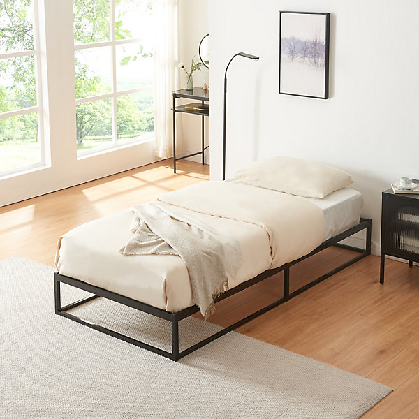 Lit en métal Trerunta acier 90 x 200 cm noir en.casa