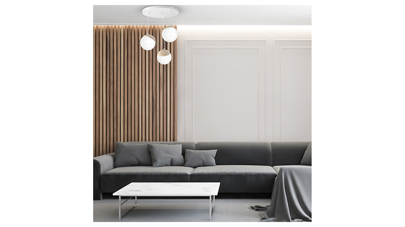 Lampa wisząca Sfera Wood3-punktowa szklana biała