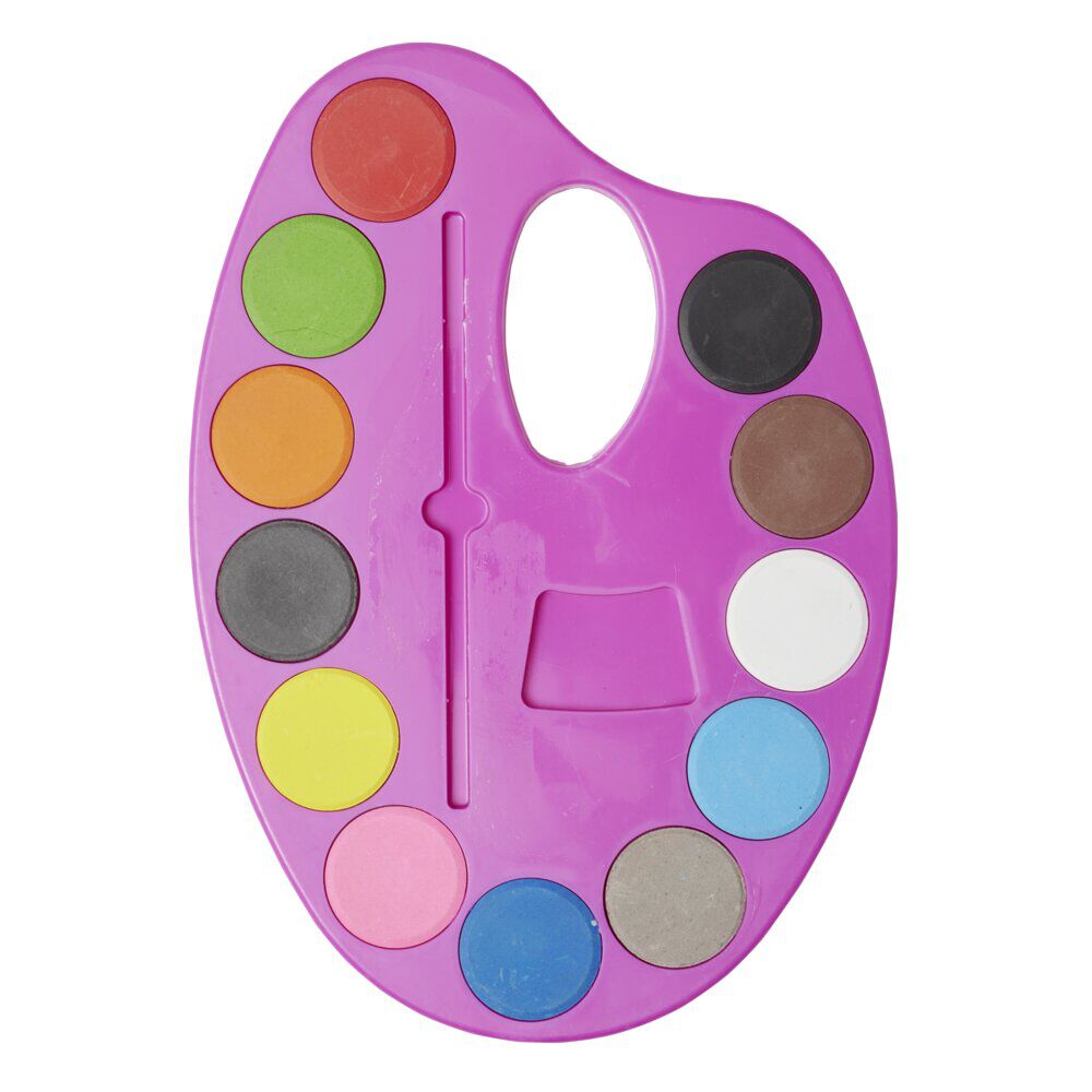 Palette de peinture 12 couleurs   1 pinceau