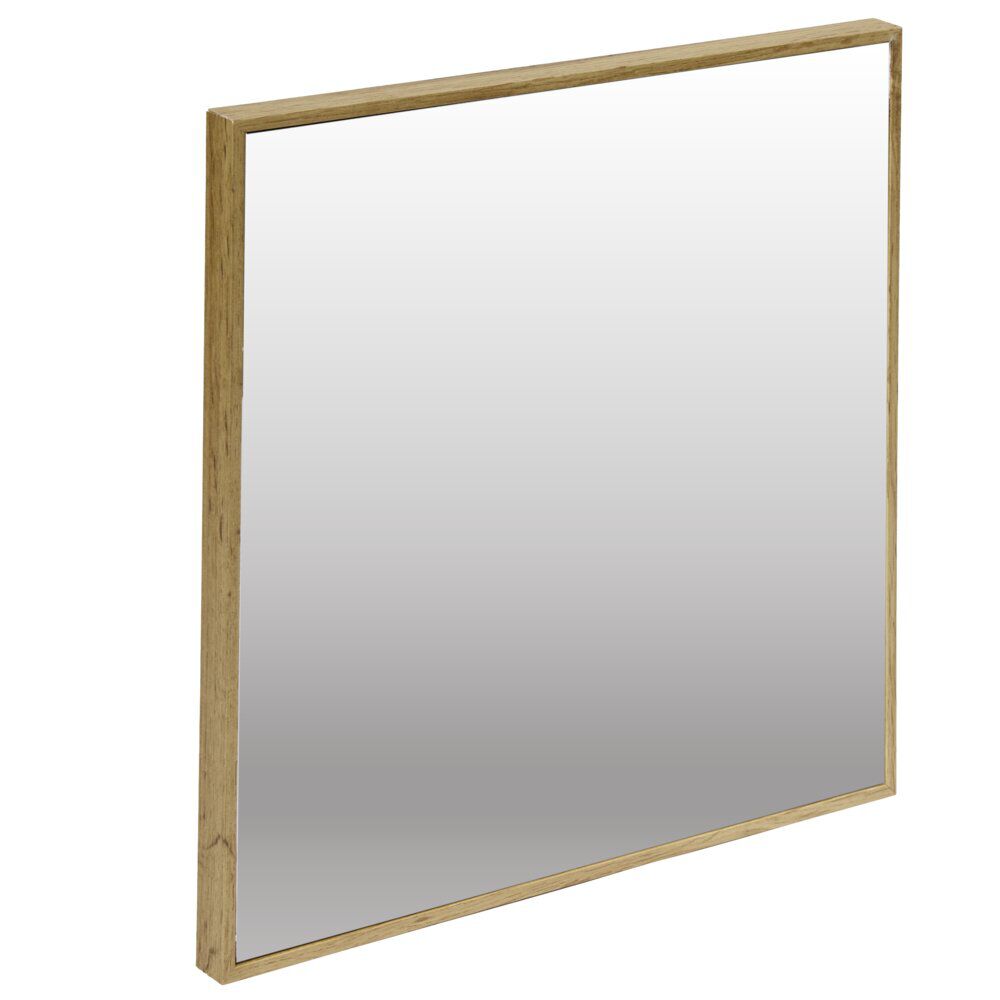Miroir carré bord fin bois et verre marron 30x30cm