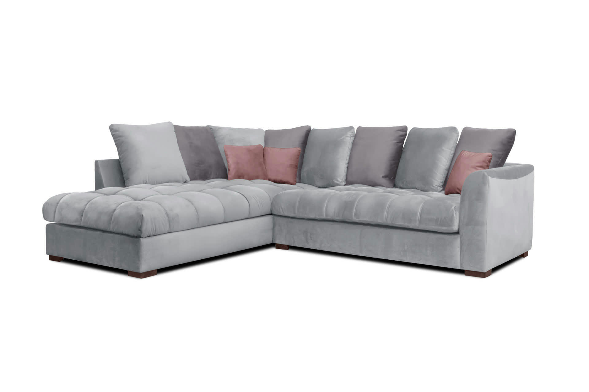 BARDI - Canapé d'angle gauche 5 places tissu gris