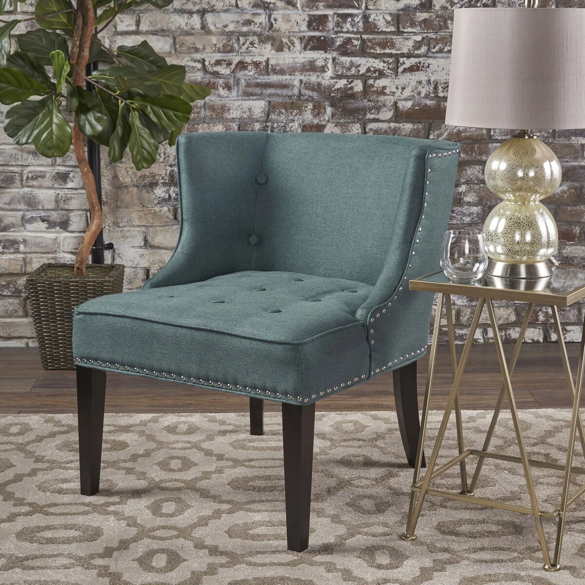 Fabric Occaisional Chair, Dark Teal,for Living Room and Bedroom