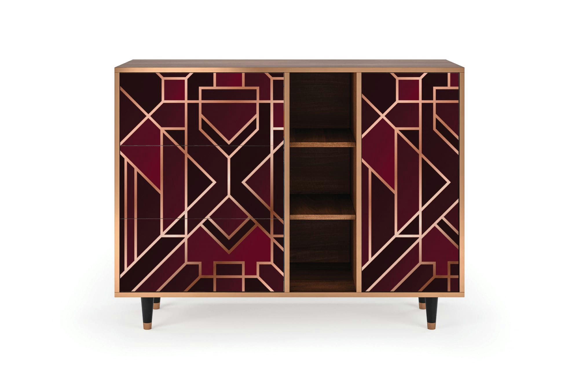 BURGUNDY JEWELERY - Buffet  bordeaux 3 tiroirs et 1 porte L 125 cm