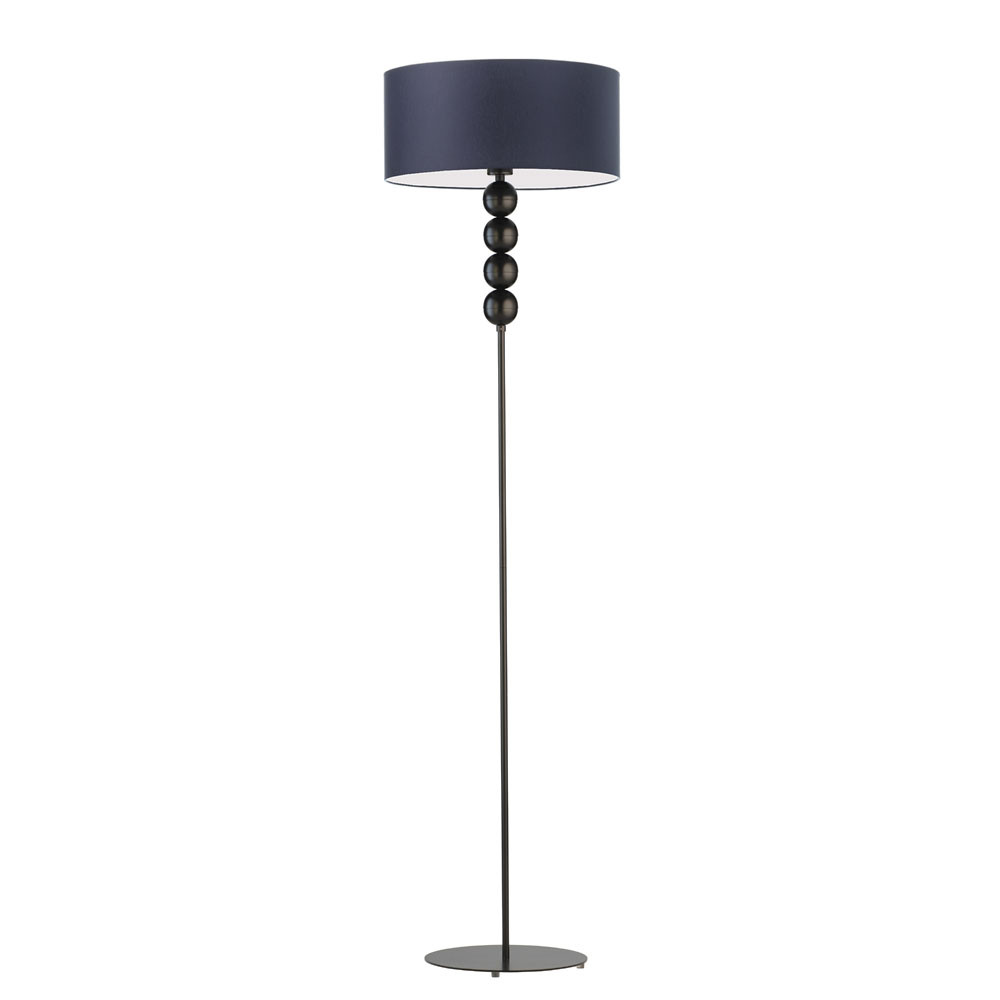 Lampa podłogowa BERMUDY – lampa stojąca do salonu Czarny/ Granatowy