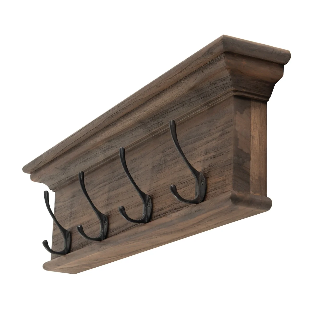 Rustic Dark Wood Hanging Coat Rack