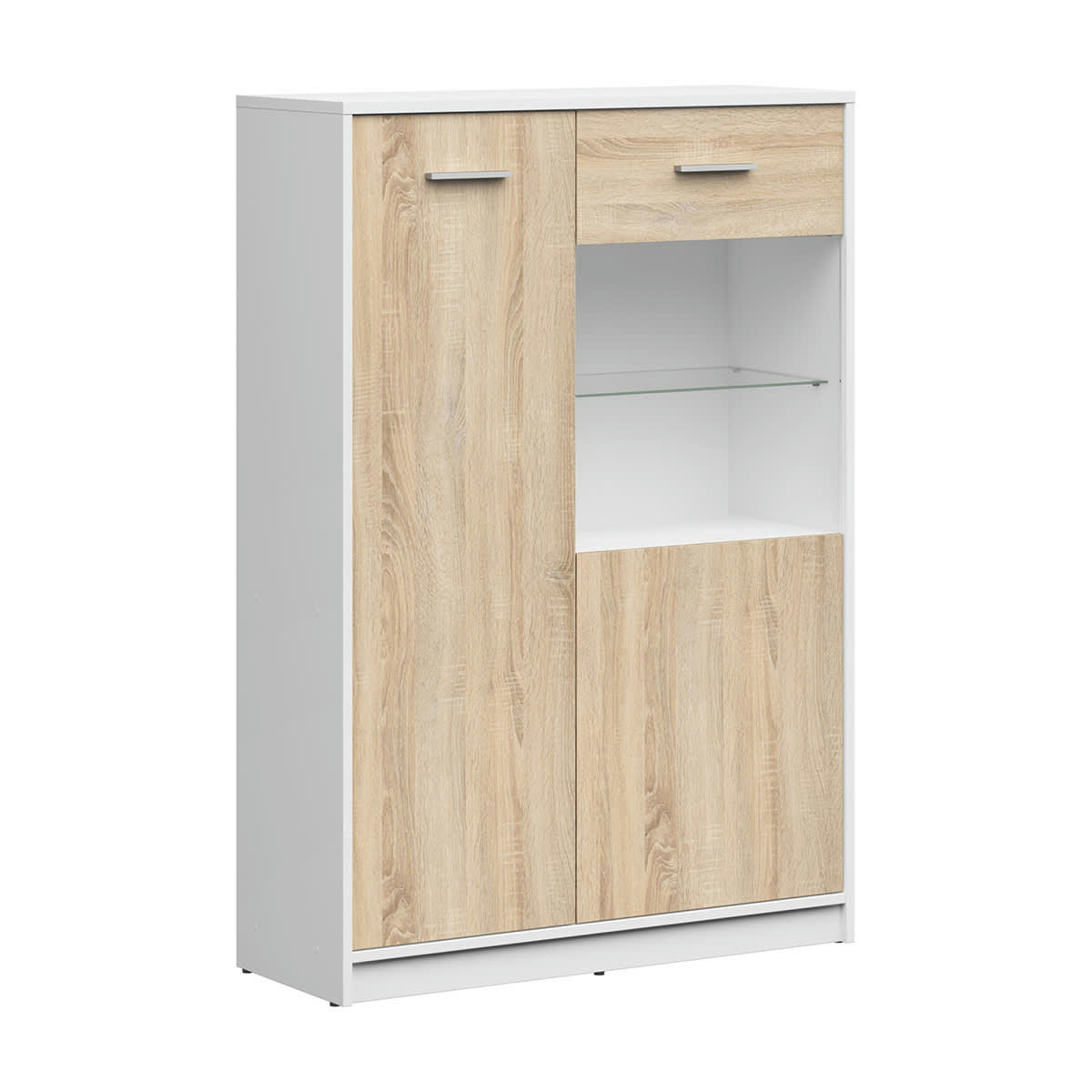 - Vaisselier 2 portes stratifiés naturel et blanc