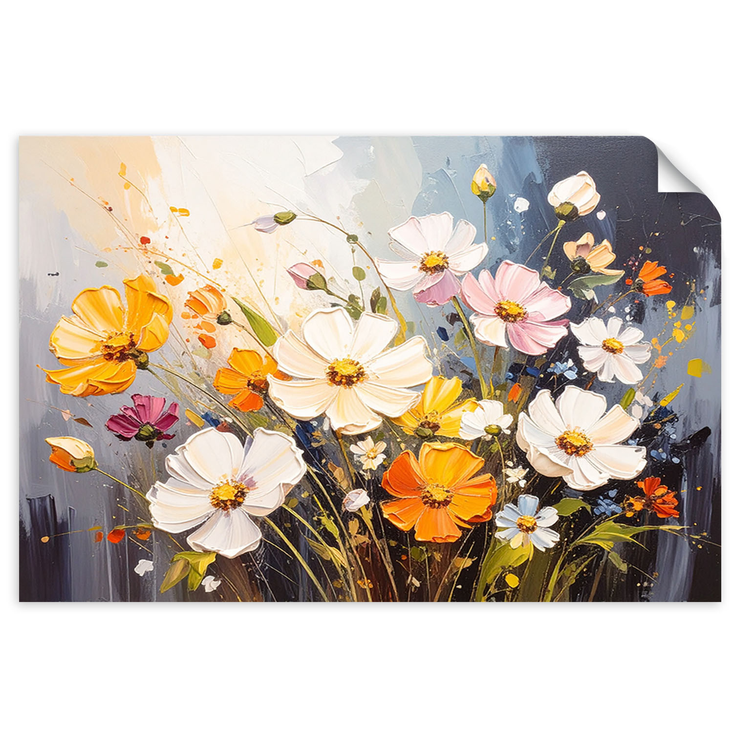 Naklejka na ścianę do salonu Feeby Kolorowe polne kwiaty natura 30x20