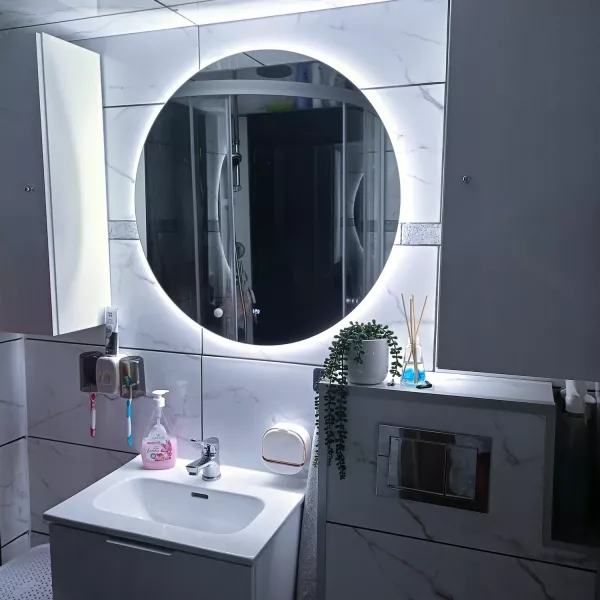 Lustro led 50 cm okrągłe z włącznikiem sensorycznym bezdotykowe na ruch