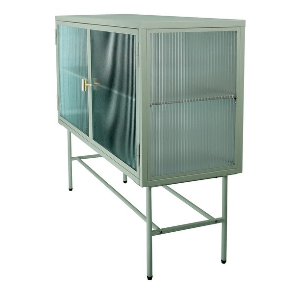 Sideboard Storage Cabinet With Two Fluted Glass Doors
