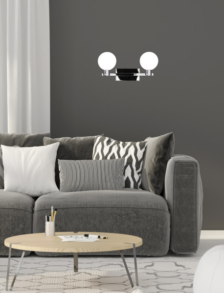 Lampa kinkiet MALDUS chromowy 2x40w g9 klosz biały