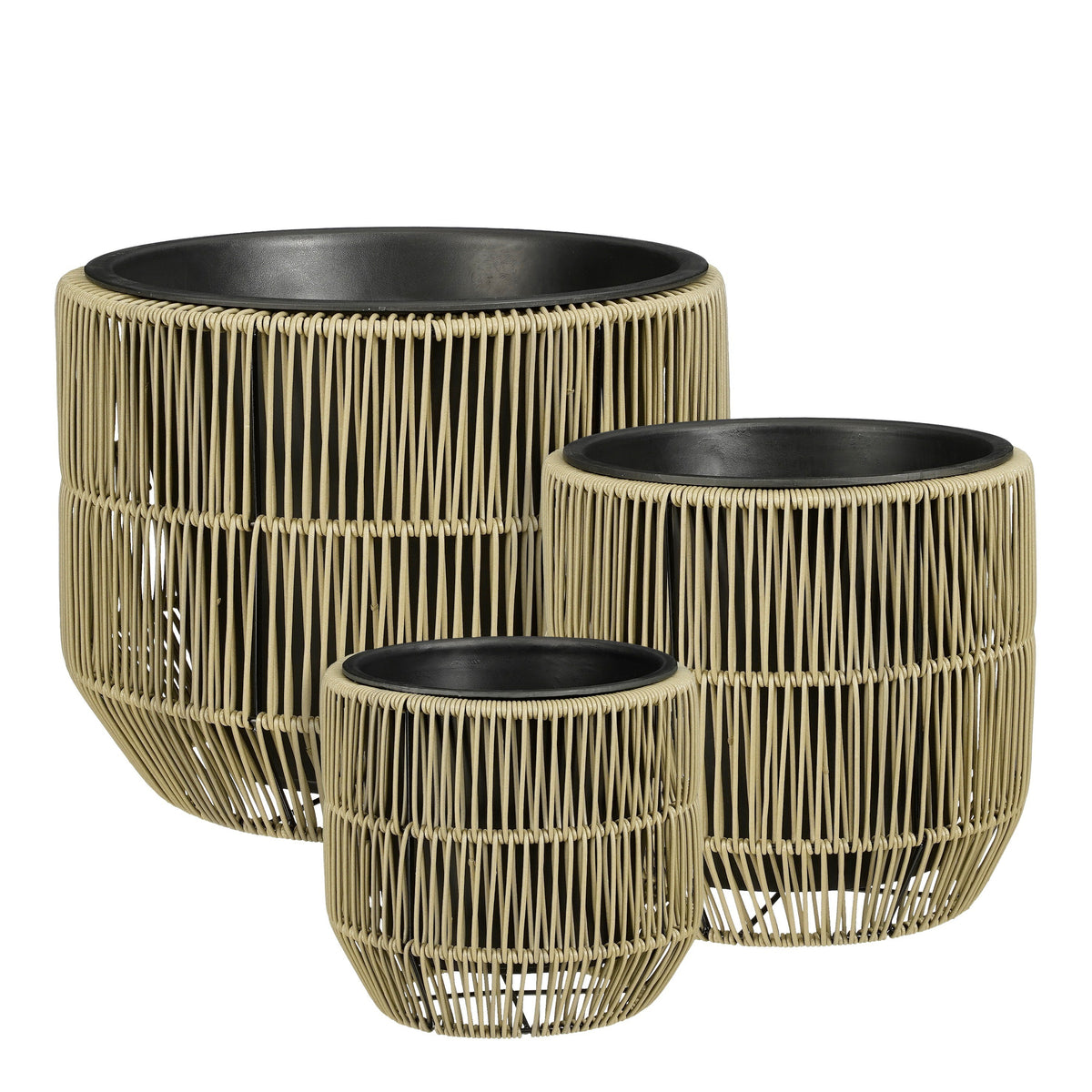 Mica Decorations Peta Bloempot voor Buiten – Set van 3 – Plantenpot voor Bloemen en Buitenplanten – Bloempotten voor Buiten – Groen