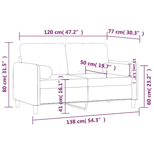 NNEVL 2-Seater Sofa with Throw Pillows Black 120 cm Velvet