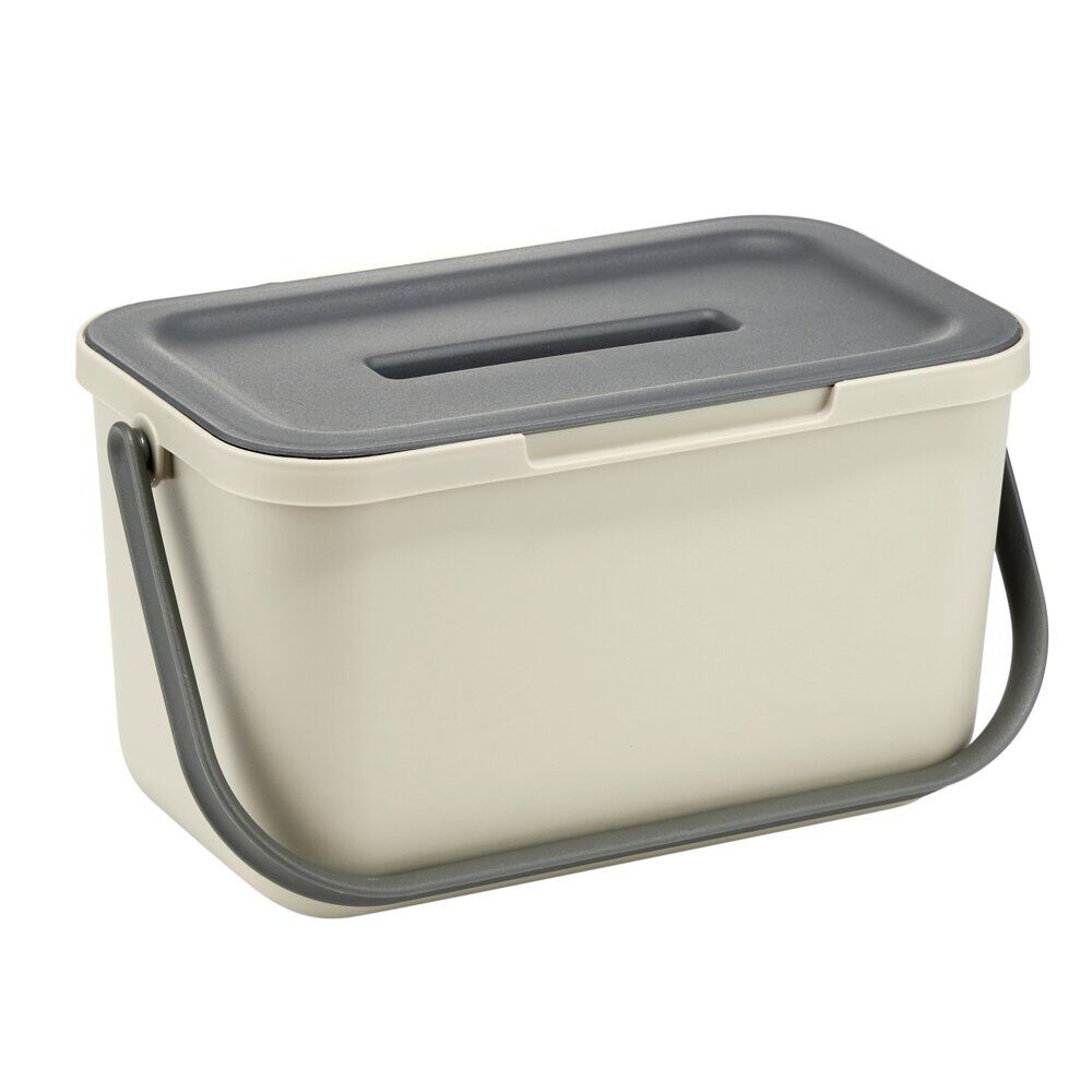 Poubelle compost de porte 4L plastique gris et beige 25,5x16,5xH14cm