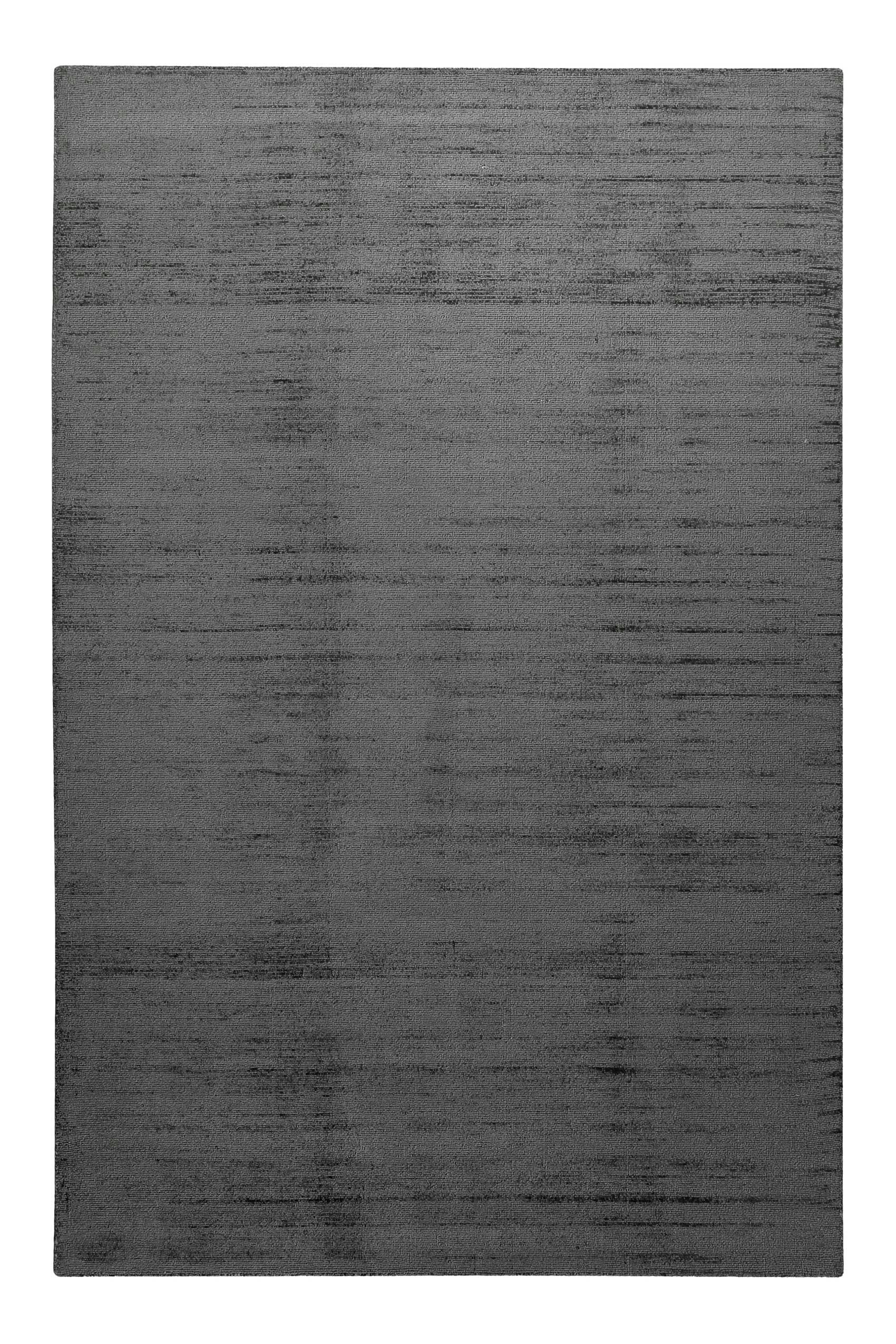 MIRAMONTI - Tapis fait main à poil ras effet soie anthracite  70x140