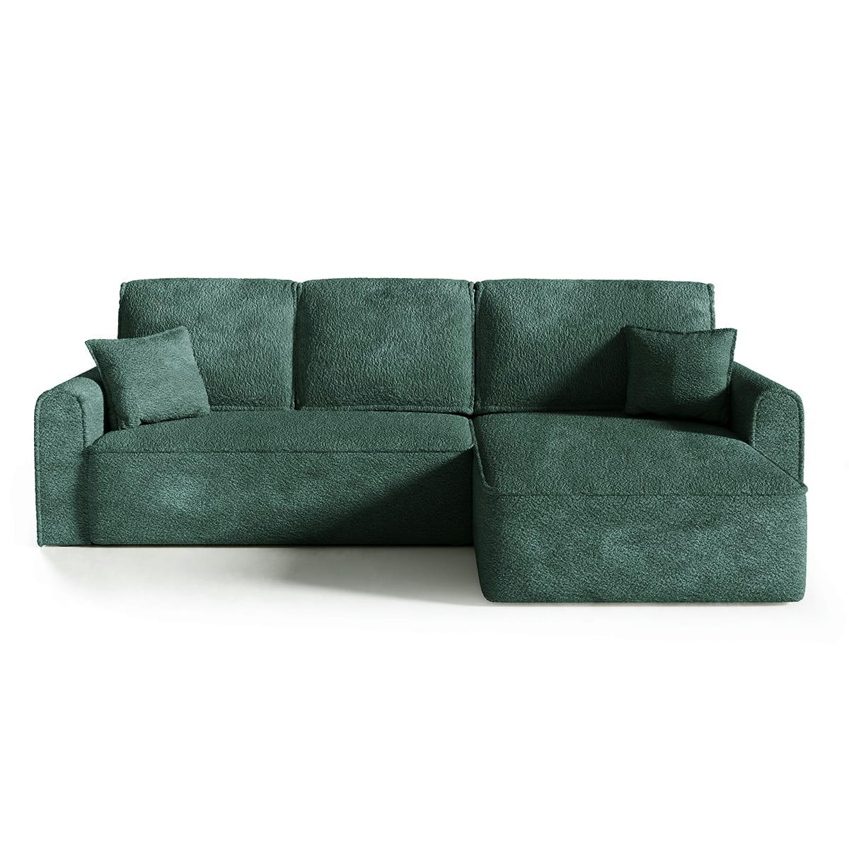 - Canapé d'angle réversible convertible 4 places coffre bouclé vert