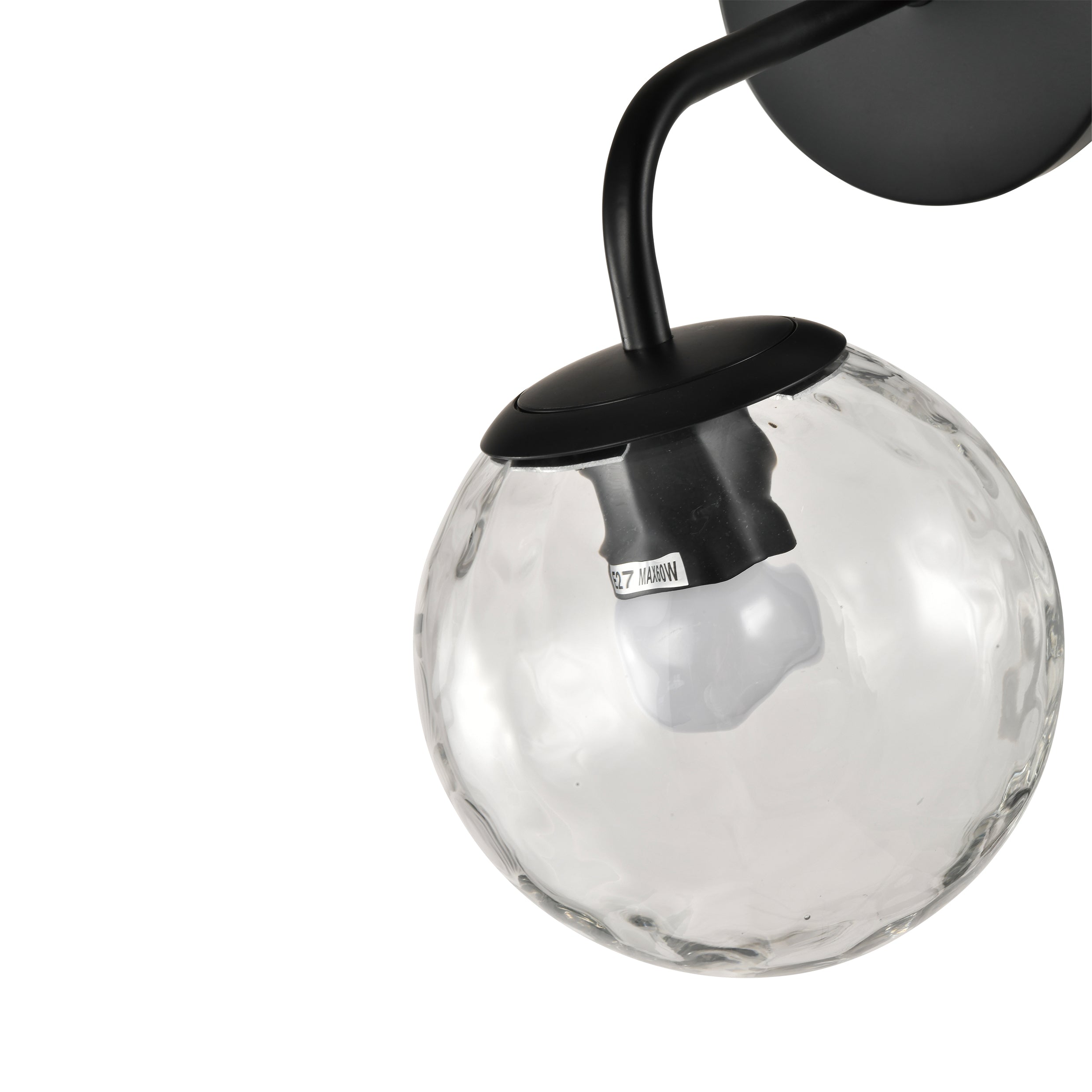 QUVIO Zwarte wandlamp - met glazen bol - Metaal - Glas - Zwart