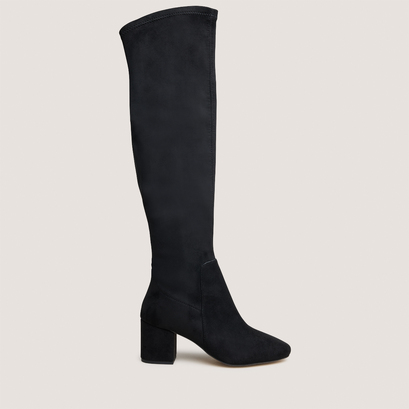 Cuissardes à petits talonsen velours et stretch noirs | MIA