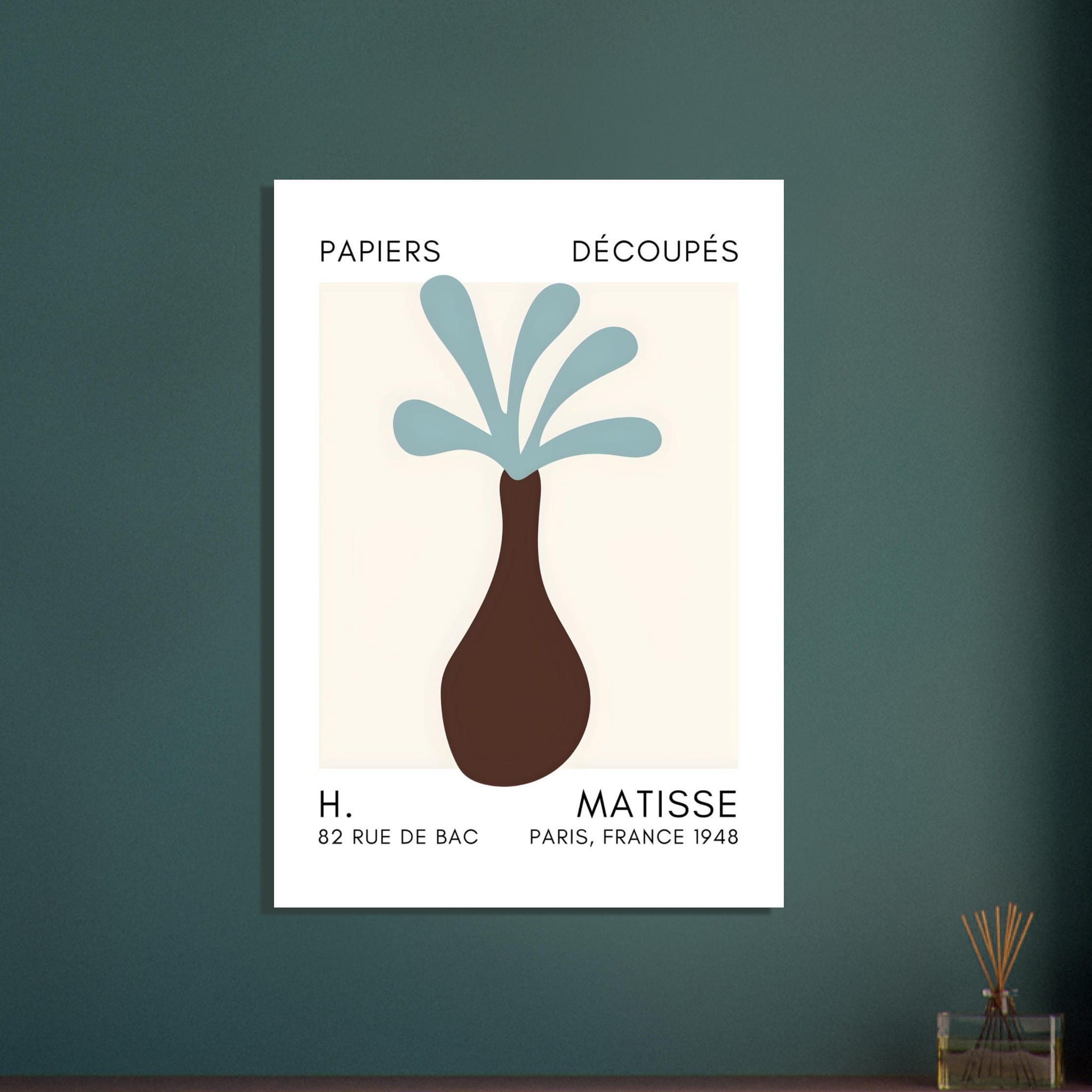 Artfulprints Poster Matisse - Ocean flower turquoise  - 30x40 cm - Turquoise