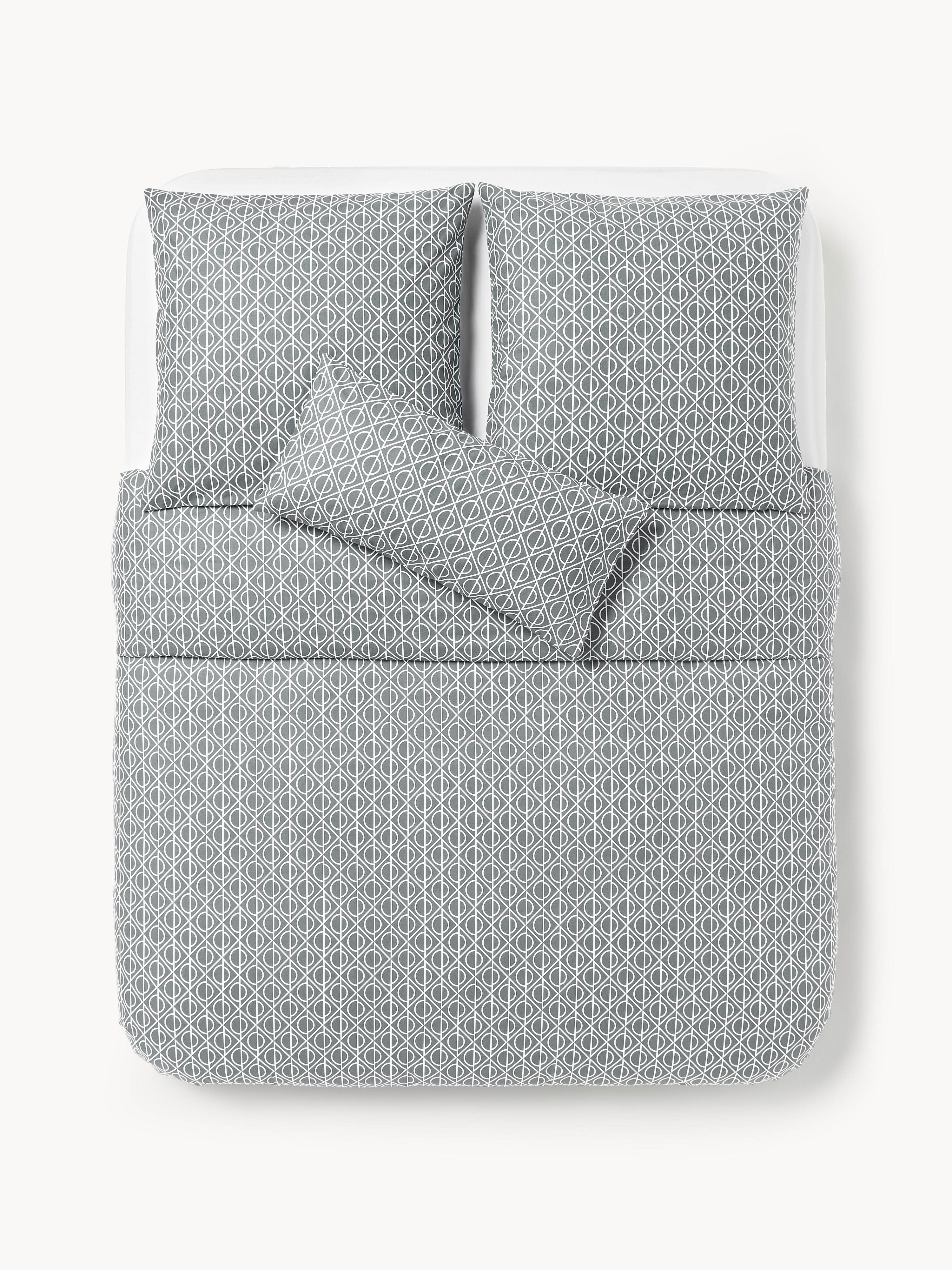 Baumwoll-Bettdeckenbezug Jella mit geometrischem Muster