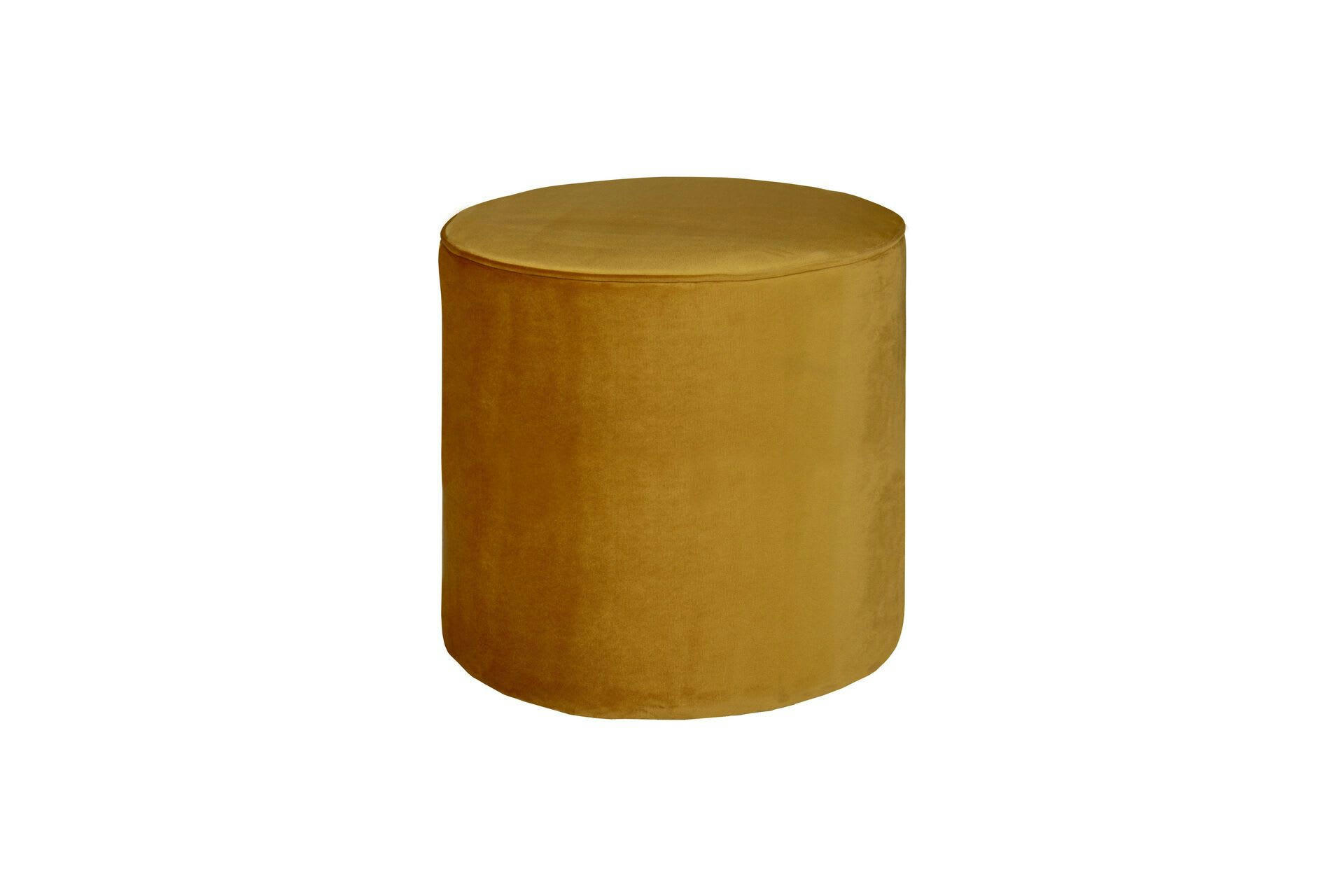 SARA - Grand pouf rond en velour ocre