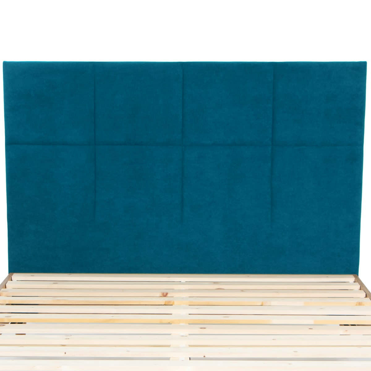 - Tête de lit capitonnée en velours bleu canard 140 cm