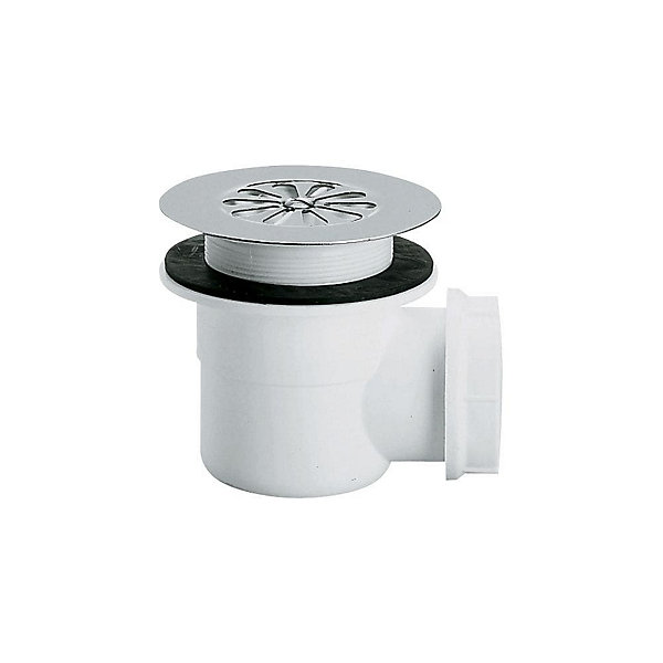 Bonde siphoïde PVC à grille Pour receveur avec orifice diam : 90 mm - Sortie : horizontale