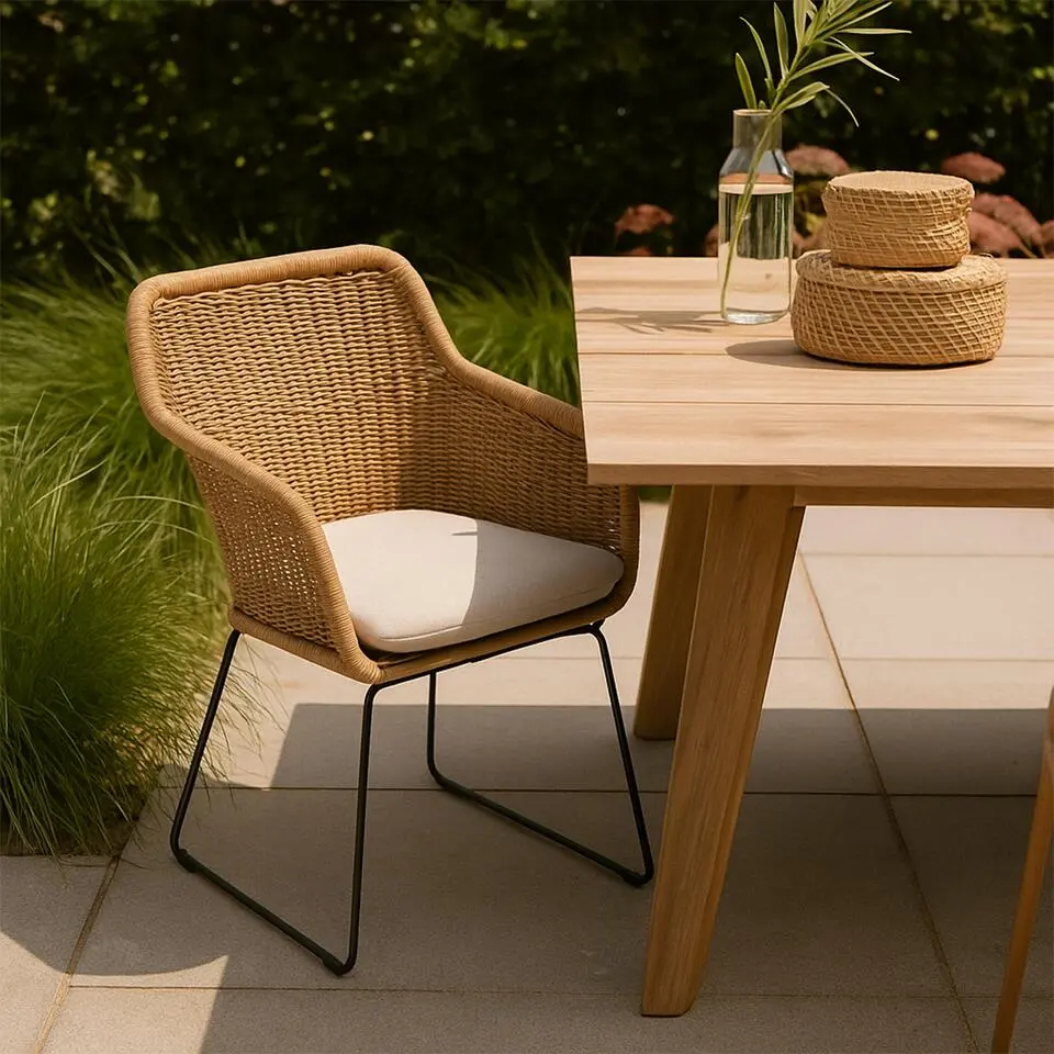 Lisomme Loki Rotan Tuinstoel Naturel - Met Zitkussen