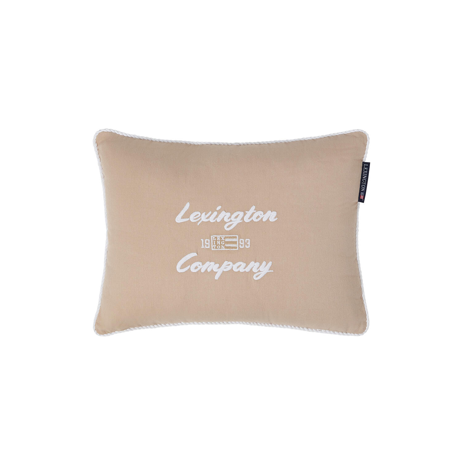 Logo Organic Cotton Pillow, beige/white