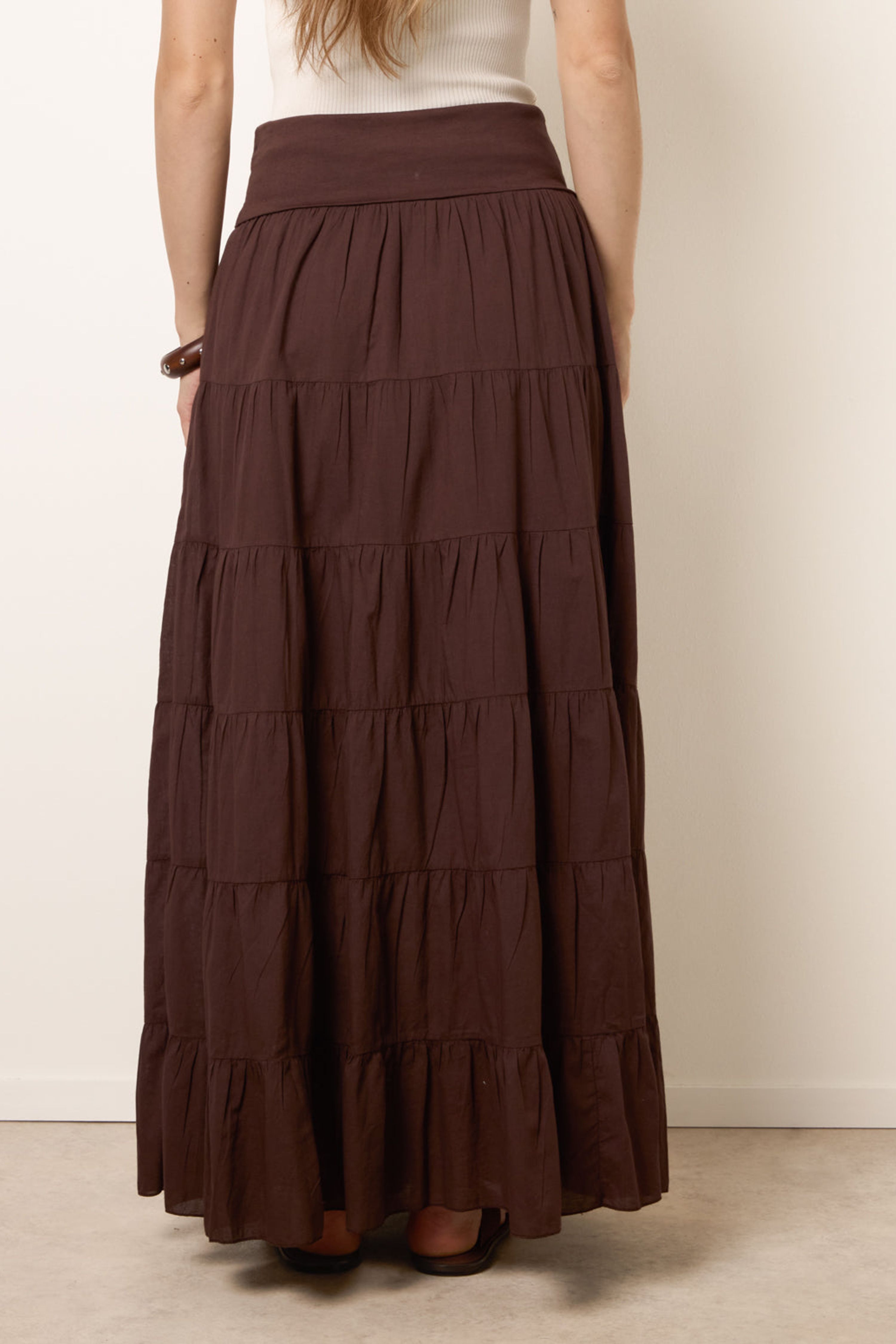 Blue Vanilla Brown Jersey Band Tiered Skirt
