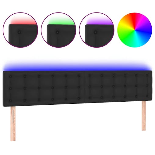 NNEVL LED Headboard Black 160x5x78/88 cm Faux Leather