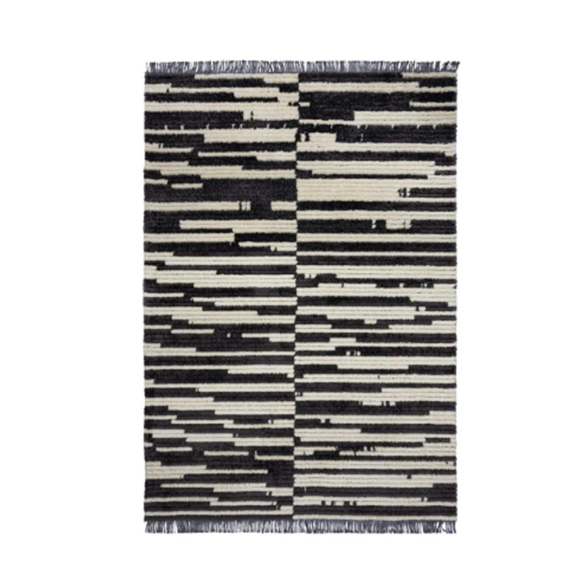 LEILA - Tapis de salon en polyester noir 120x170 cm