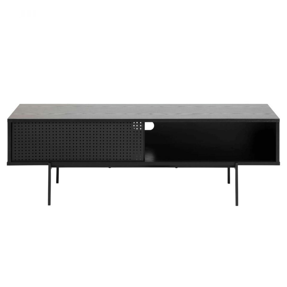 BLACK - Meuble TV design 140cm en bois noir