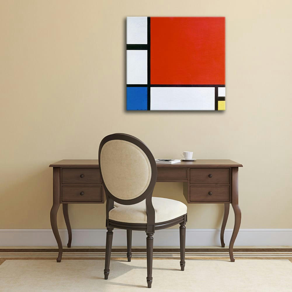 - Tableau composition II en rouge, bleu et jaune Piet Mondrian 90x90cm