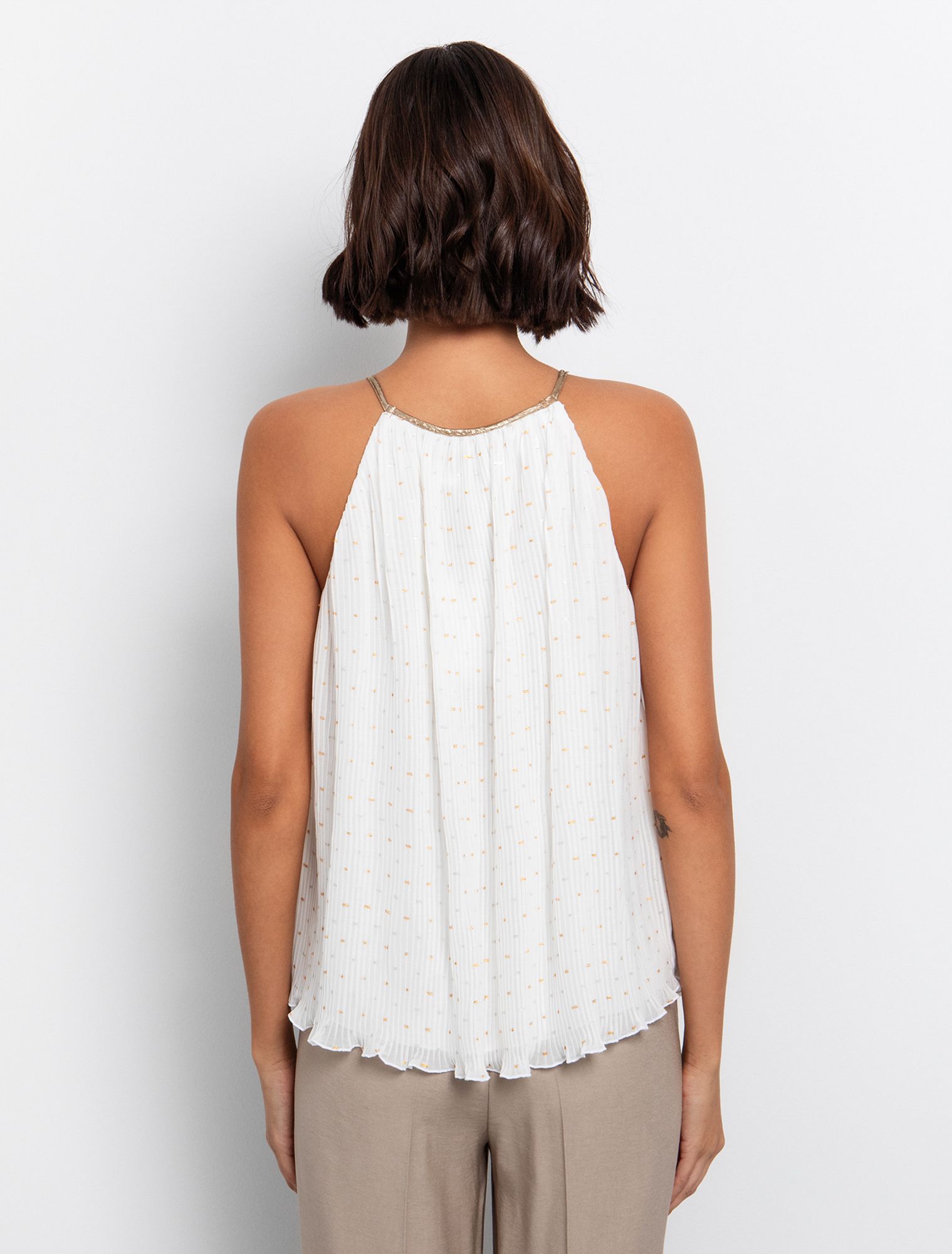 Halter πλισέ μπλούζα λούρεξ