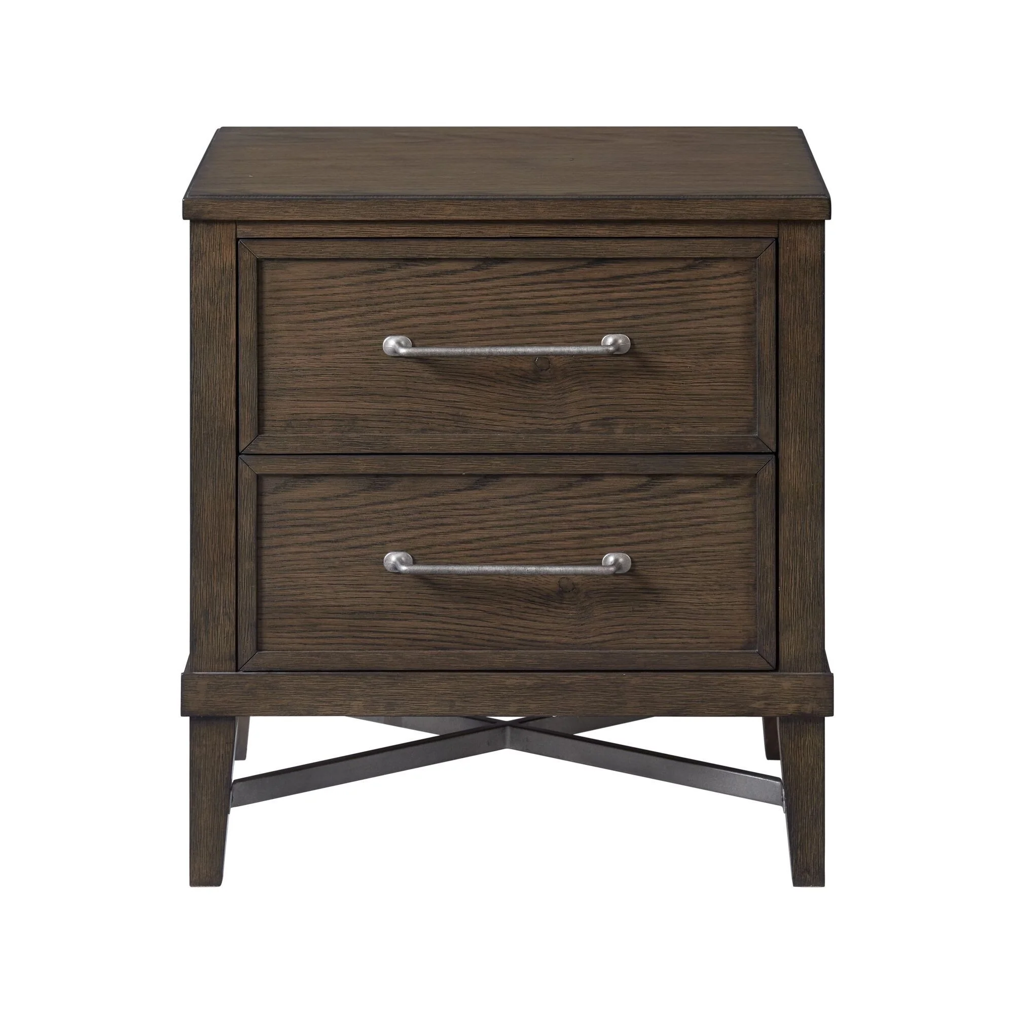 Preston 26 Wide Bedroom Nightstand with 2 Drawers, Weathered Vintage Oak