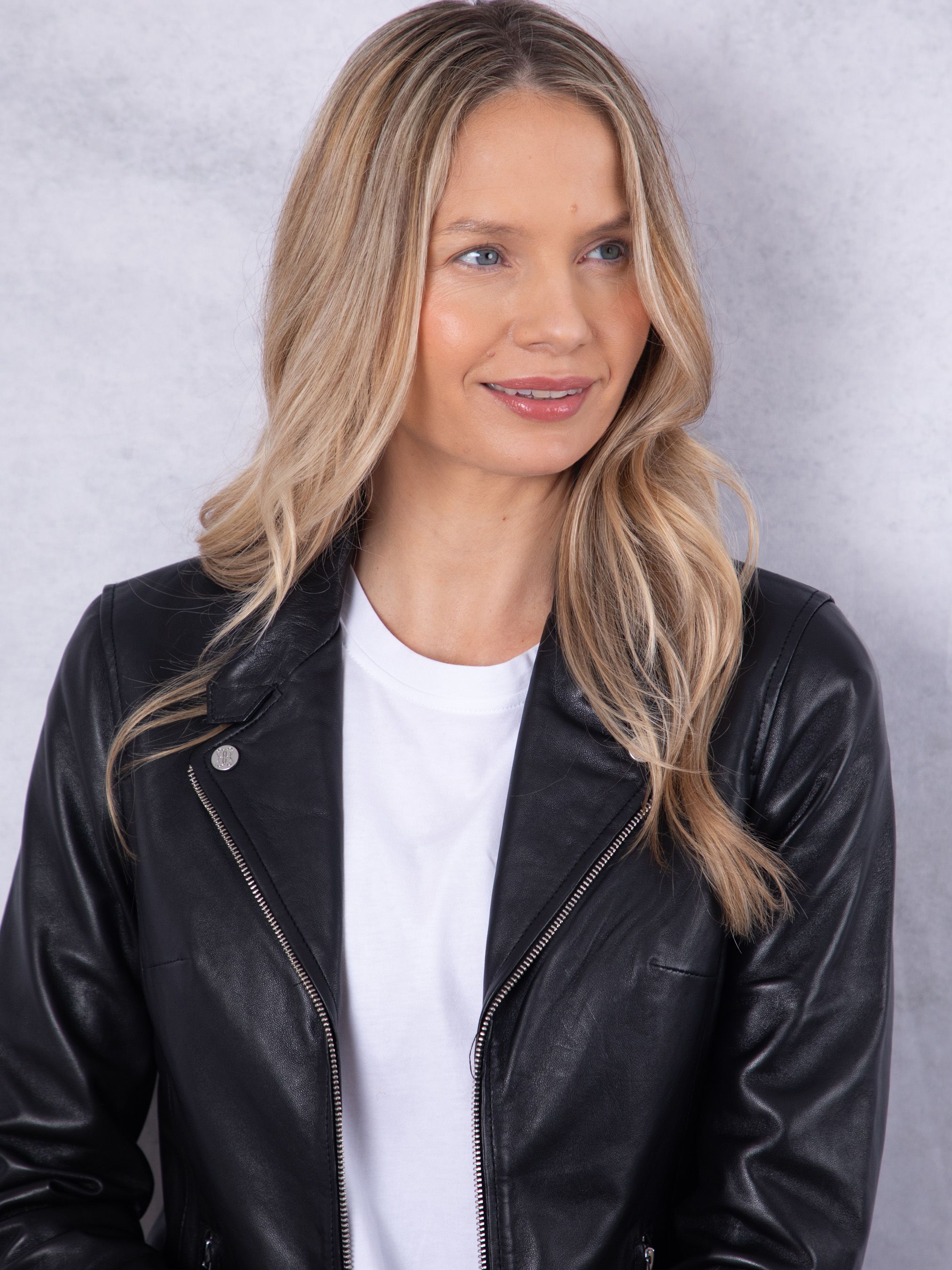 Lakeland Leather Newland' Centre Zip Leather Biker Jacket