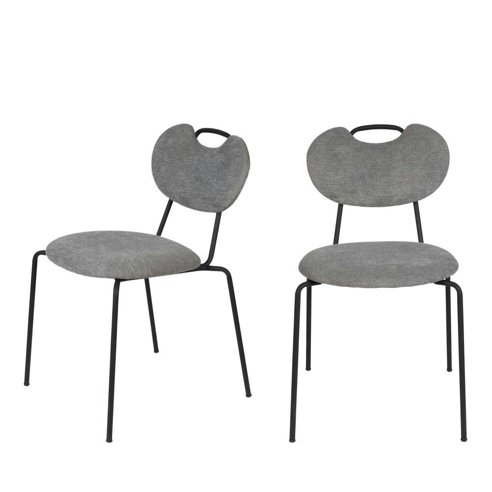 ASPEN - Lot de 2 chaises en tissu et métal gris