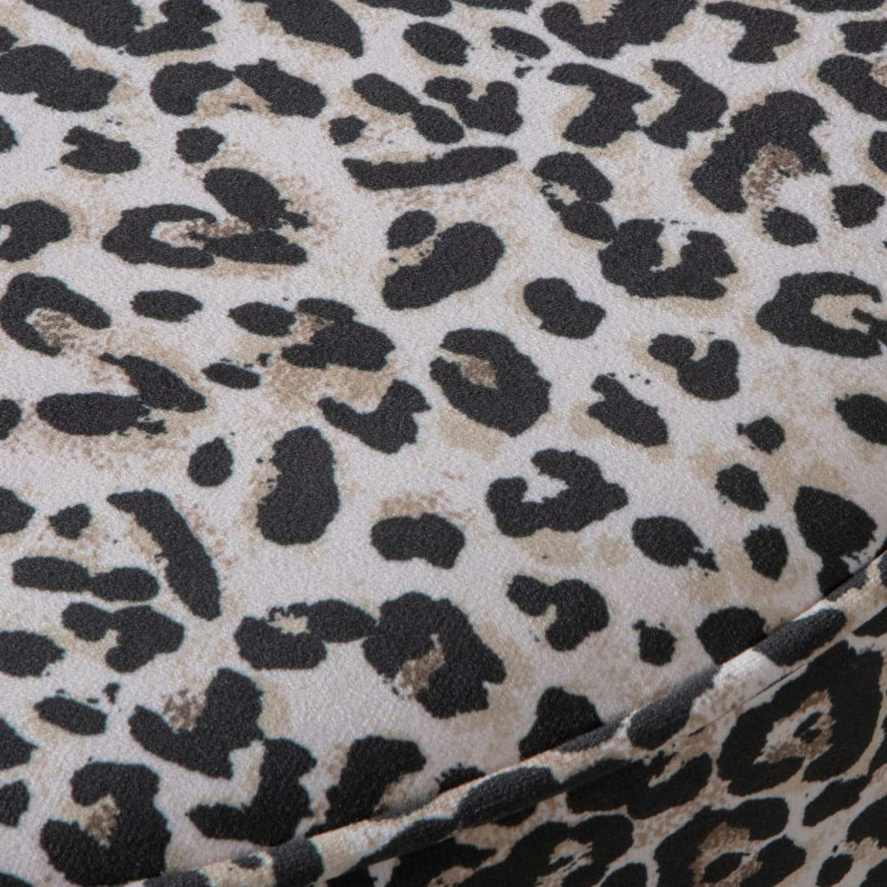 MEGAN - Pouf rond en velours D46cm imprimé panthère