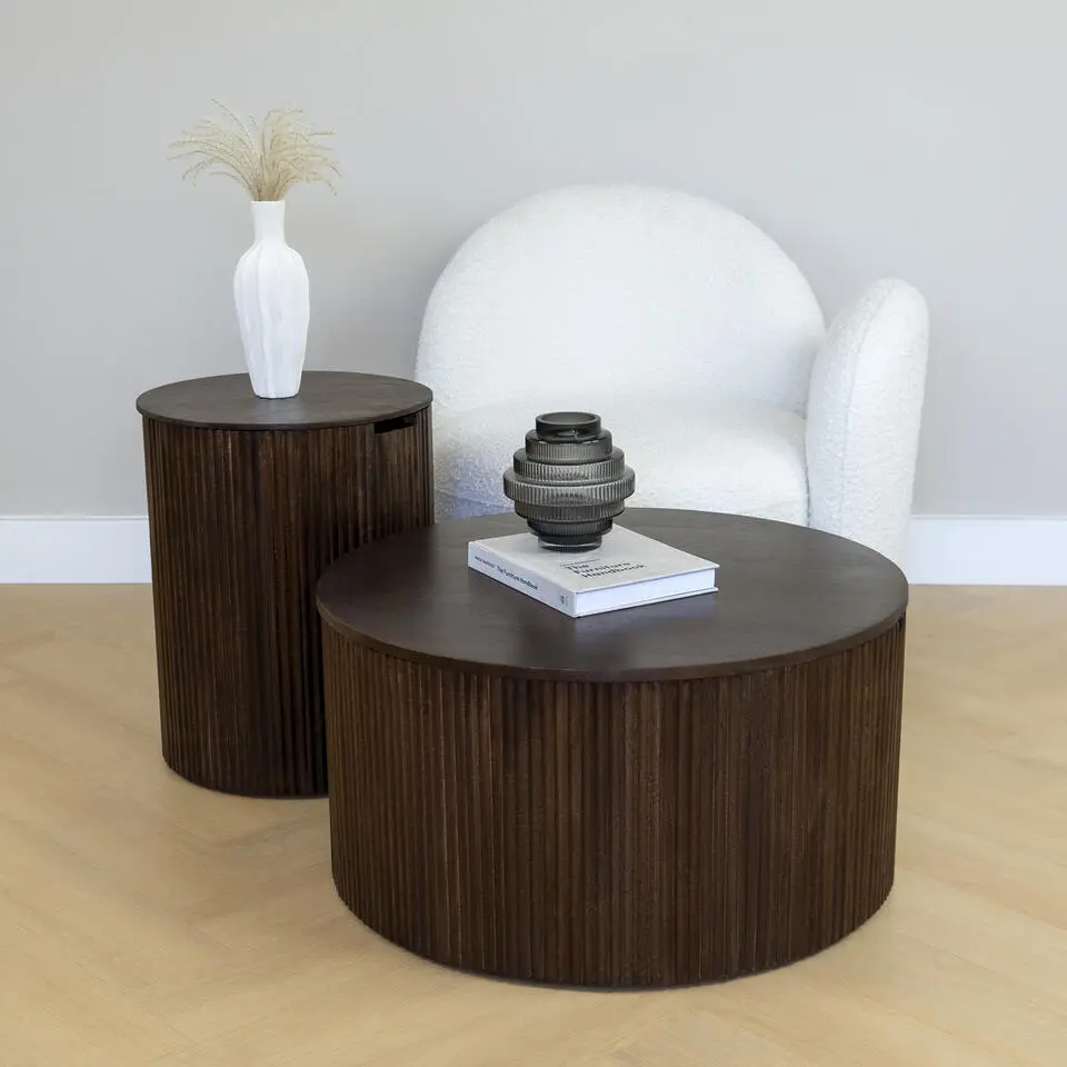 Lewis & Loft Bijzettafel Lonne - FSC? mangohout �??40 �?Walnoot bruin