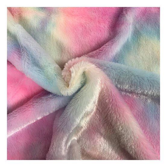 Rainbow Polyester Fur Fabric by the Metre