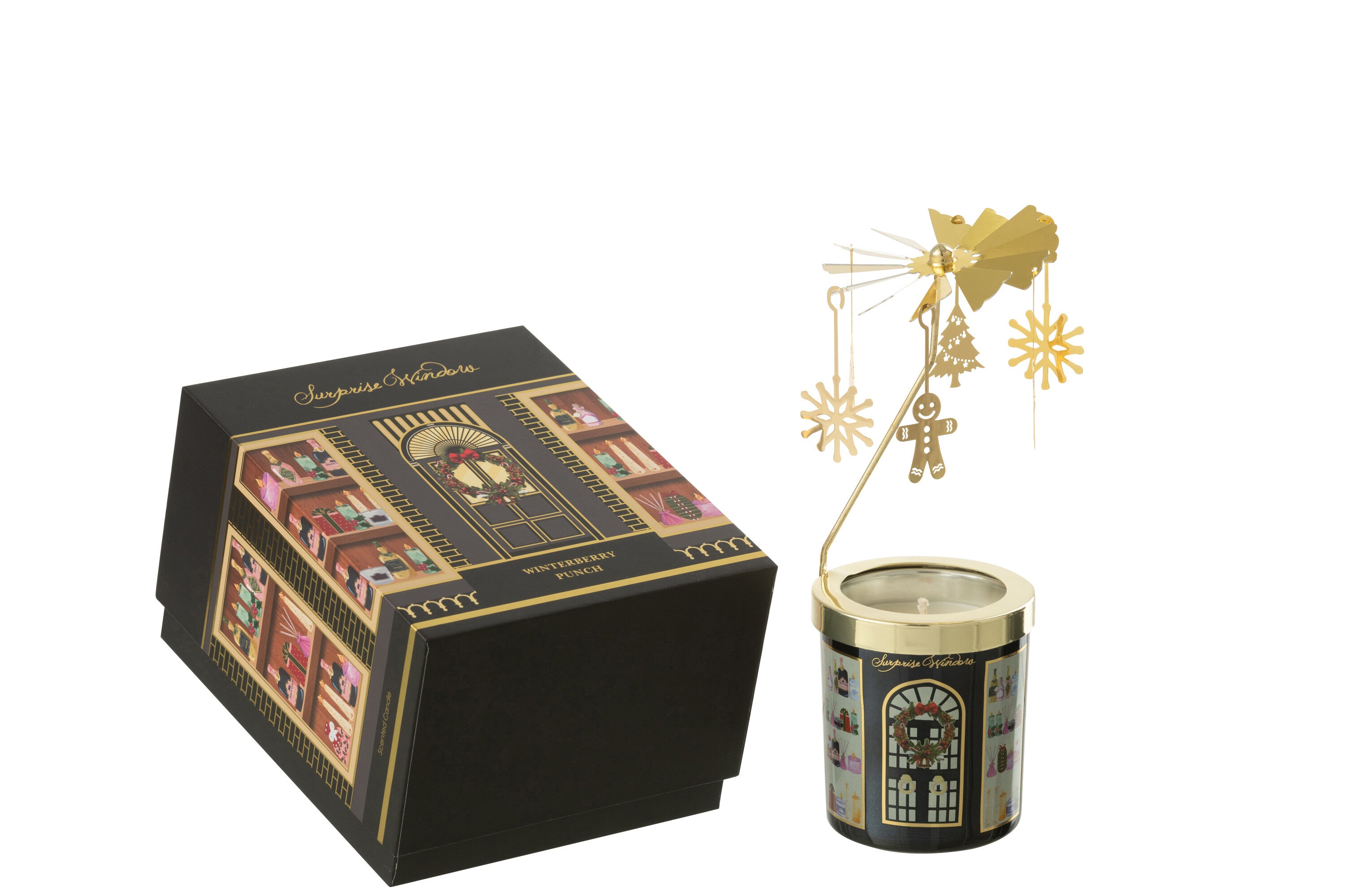 J-Line geurkaars Carousel Surprise Window - mix/zwart