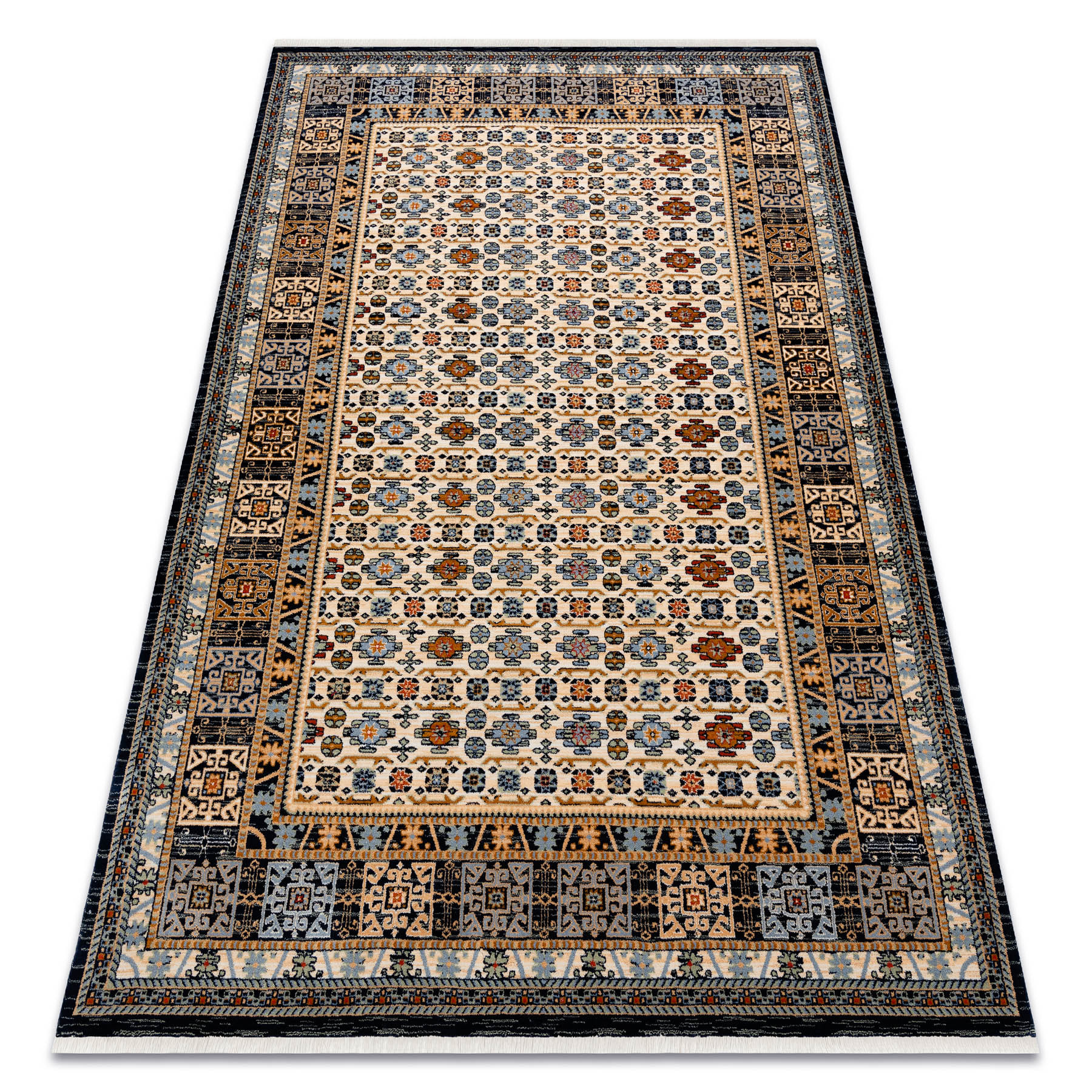 Dywan wełniany KESHAN Frędzle, Ramka orientalny 6428/53551 80x145 cm