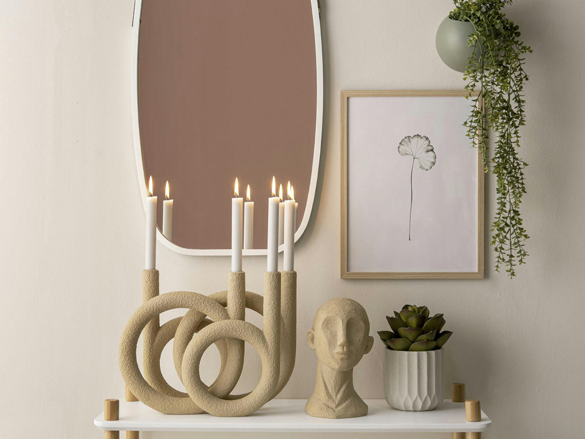 RINGS - Bougeoir 4 bougies en polyrésine sable