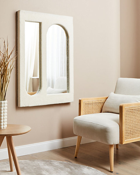 Miroir MARCIGNY 70 cm 100 cm Bouclé Blanc cassé