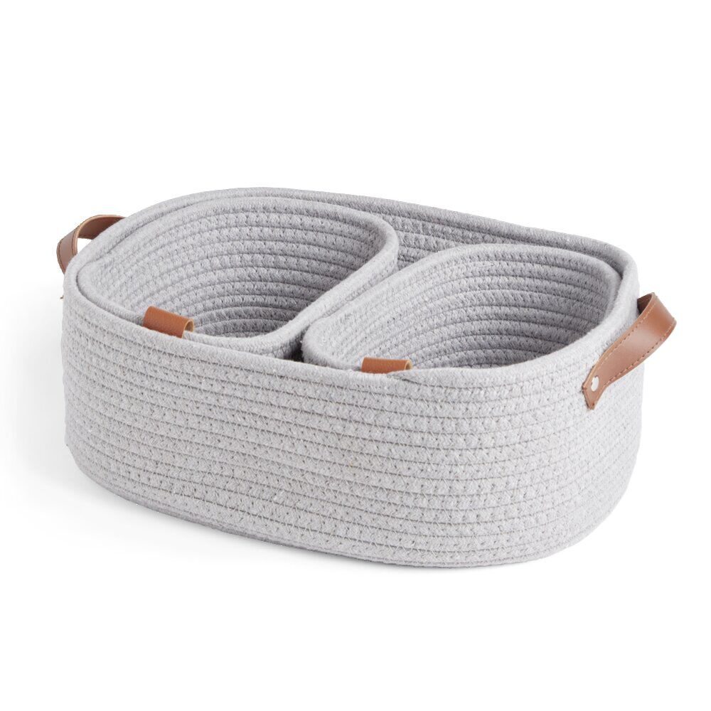 Panière de rangement coton tressé gris 38x25xH13cm - petit modèle