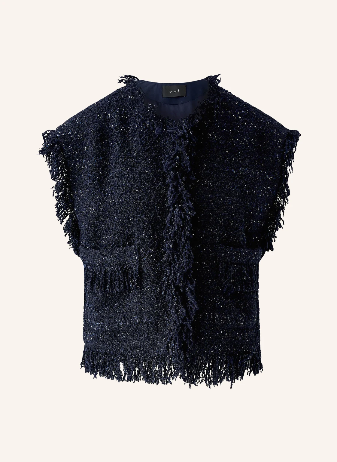 Oui Bouclé-Weste mit Glitzergarn