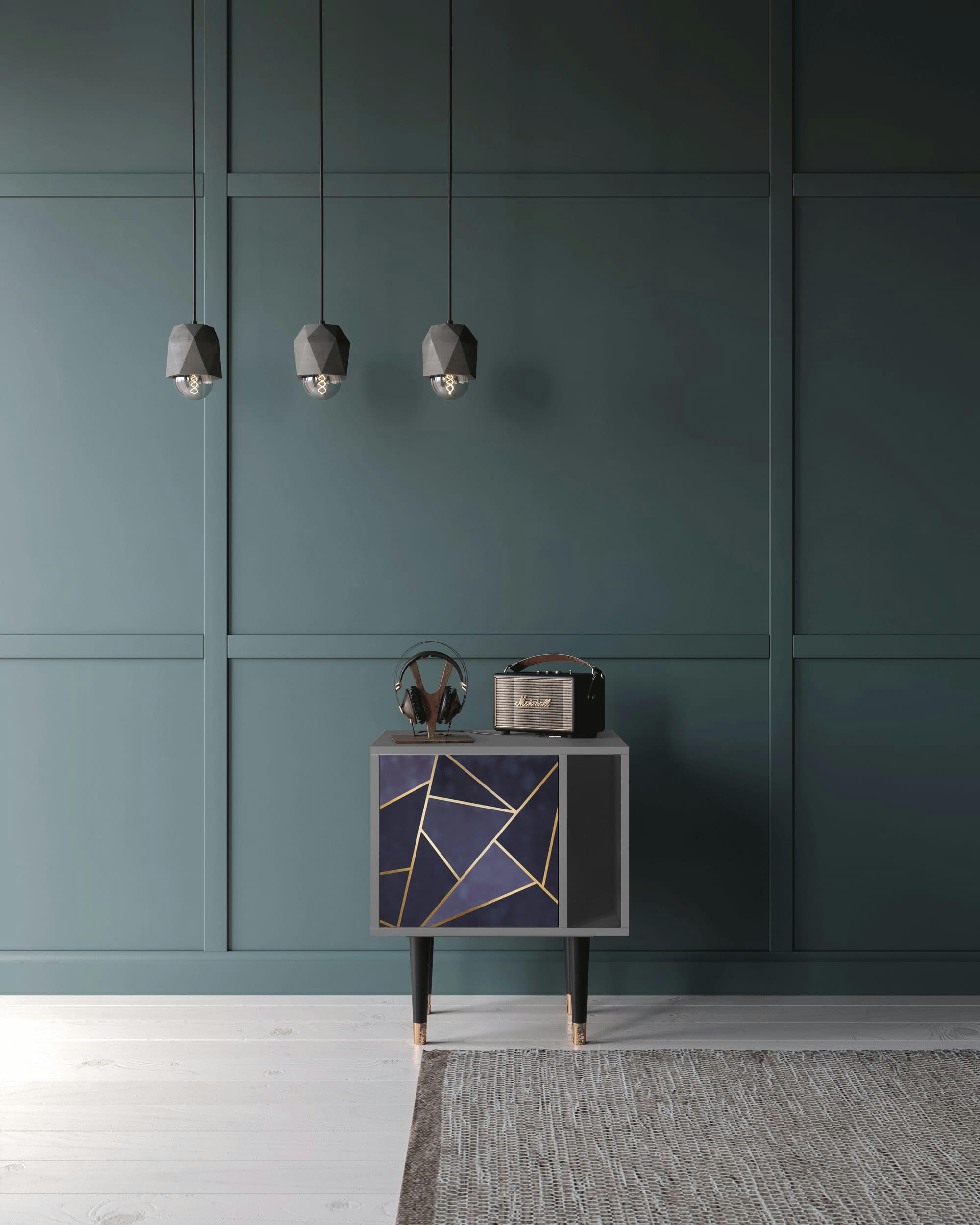 THE AMETHYST - Table de chevet bleu 1 porte L 58 cm