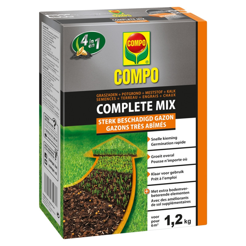Réparateur pour gazon très abimé Complete Mix 4-en-1 1,2 kg COMPO