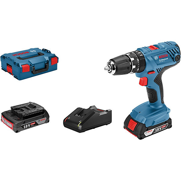 Bosch GSB 18V21 Perceuse-visseuse à percussion sans fil 18 V, 2x2,0 Ah, L-BOXX 06019H1107.